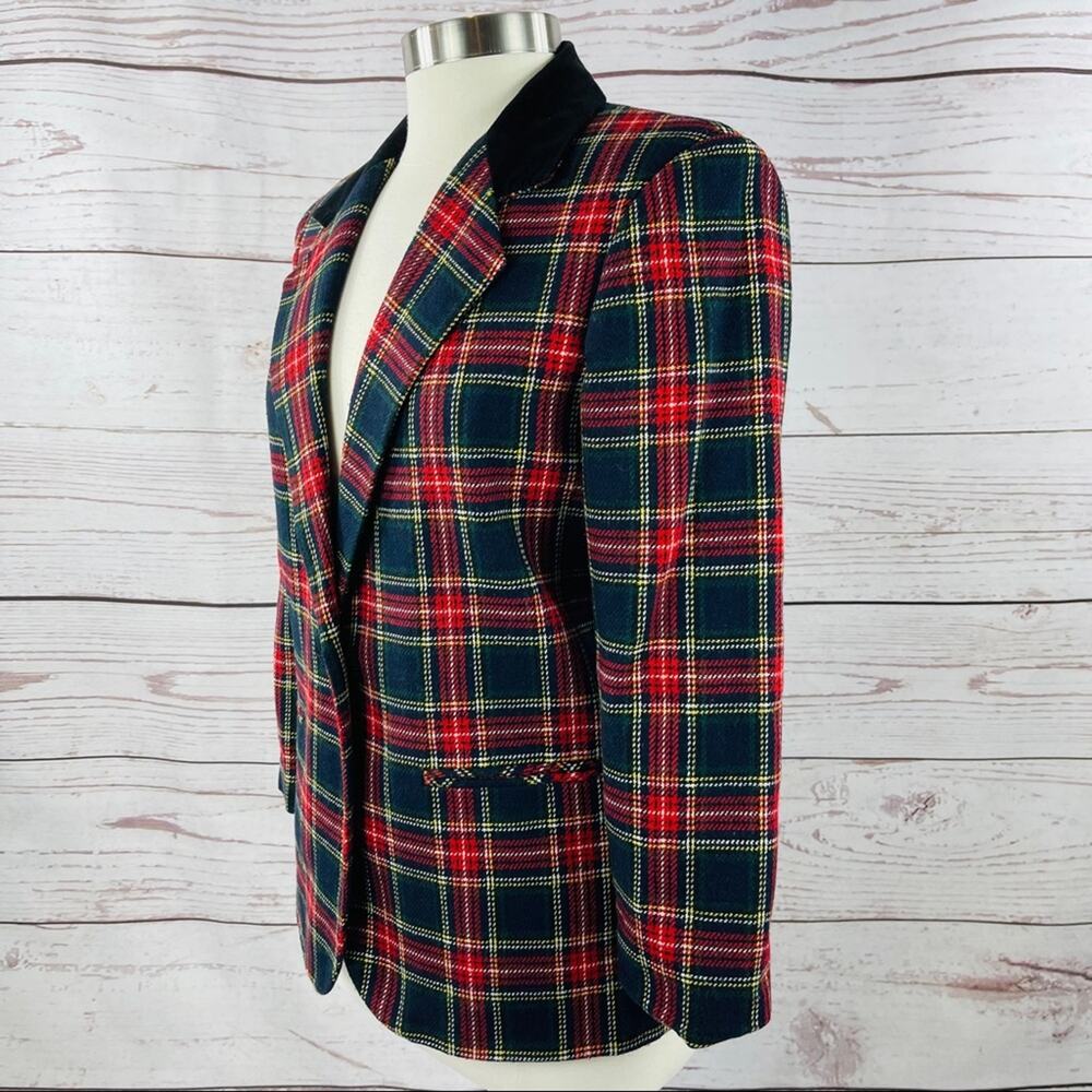 Sag Harbor Petite plaid jacket velvet collar 4P - Picture 5 of 13